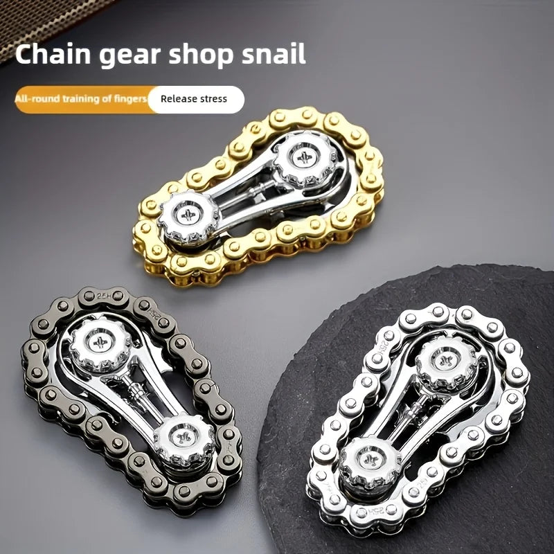1Pc Gear Flywheel Fingertip Gyro Cool Finger Fidget Spinning Toy Metal Sensory Bicycle Chain Gear Board Game Novelty Toy Gift