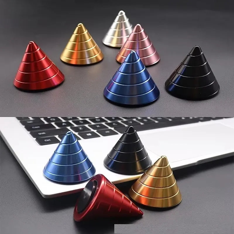 30MM Adult Desktop Decompression Metal Aluminum Alloy Decompression Hypnosis Spinning Gyroscope Fingertip Toy Power Cone Rotator