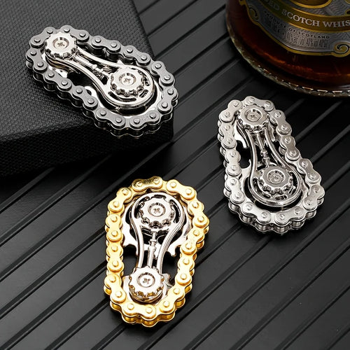 1Pc Gear Flywheel Fingertip Gyro Cool Finger Fidget Spinning Toy Metal Sensory Bicycle Chain Gear Board Game Novelty Toy Gift