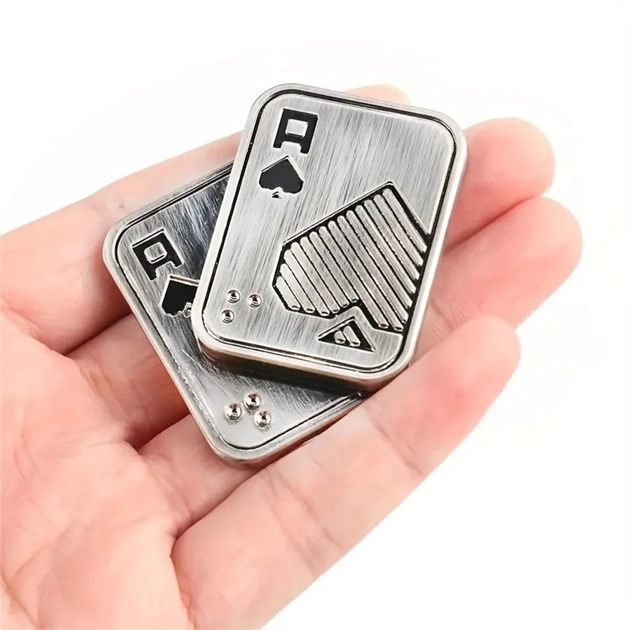 1Pc Metal Fidget Toys - Metal Poker Push Card Fidget Slider Stress Relief Toy,Fidget Toy Haptic Coin,Office Desk Toys Gifts