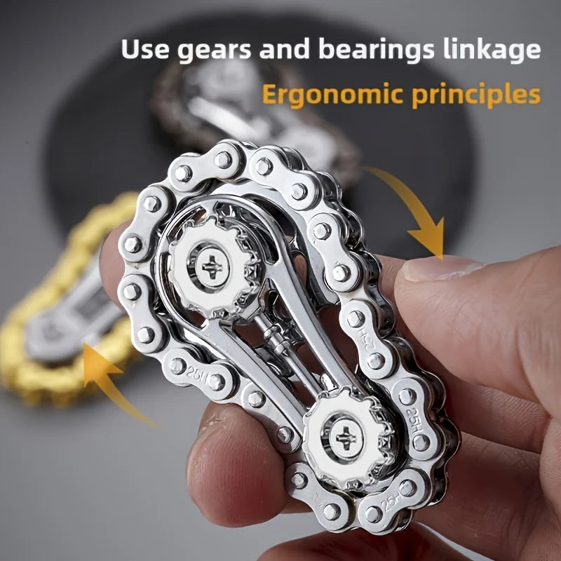 1Pc Gear Flywheel Fingertip Gyro Cool Finger Fidget Spinning Toy Metal Sensory Bicycle Chain Gear Board Game Novelty Toy Gift