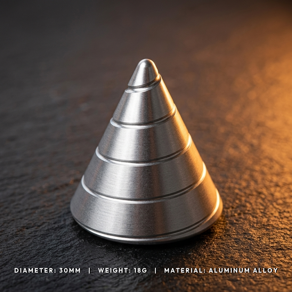 Apex Desktop Kinetic Cone | Premium Machined Aluminum Spinning Top - Tech View