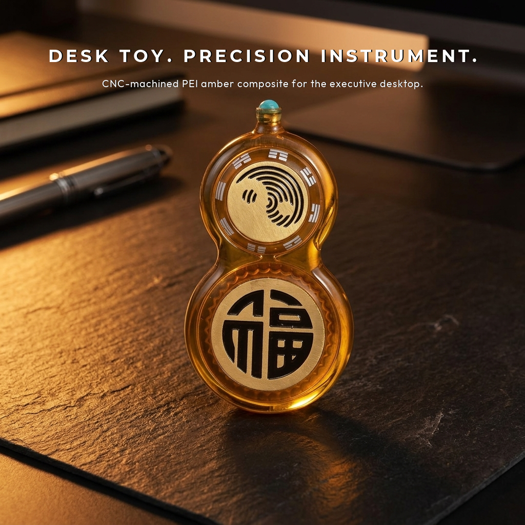 Apex PEI Cucurbit Slider | Premium Amber PEI Haptic Fidget Toy - Copy View