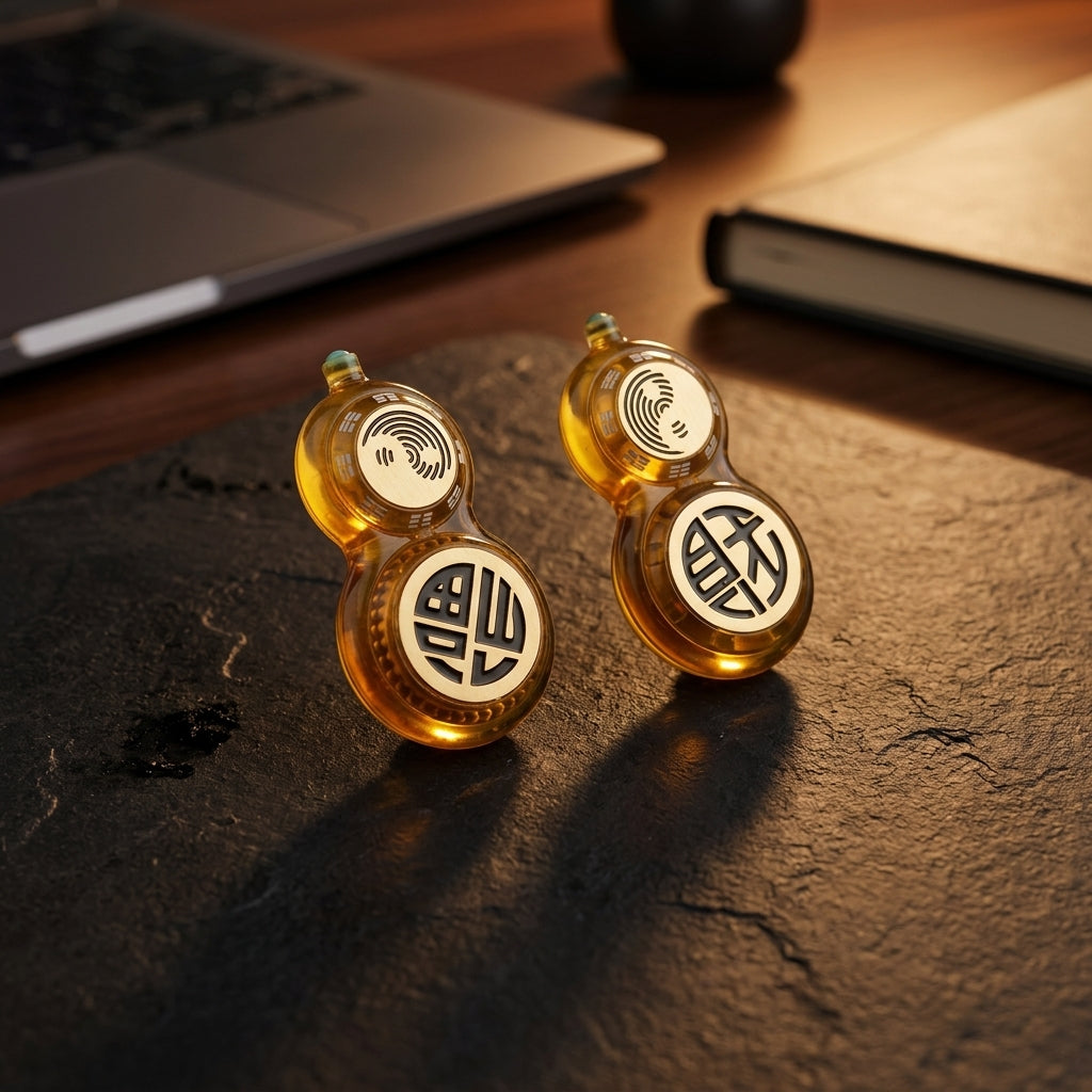 Apex PEI Cucurbit Slider | Premium Amber PEI Haptic Fidget Toy - Lifestyle View