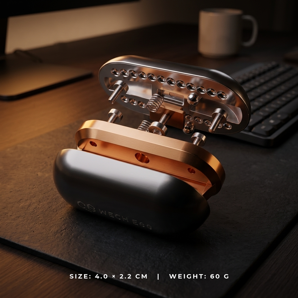 Apex Mech Egg Slider | Premium Machined Haptic Fidget Egg - Tech View