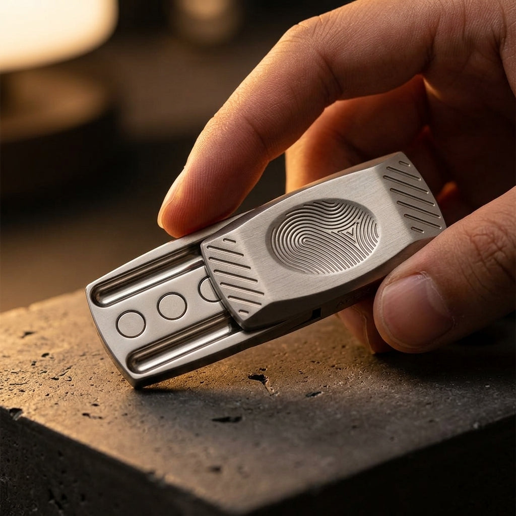 Apex Fingerprint Haptic Slider | Premium Textured Zinc Alloy Slider - Lifestyle View