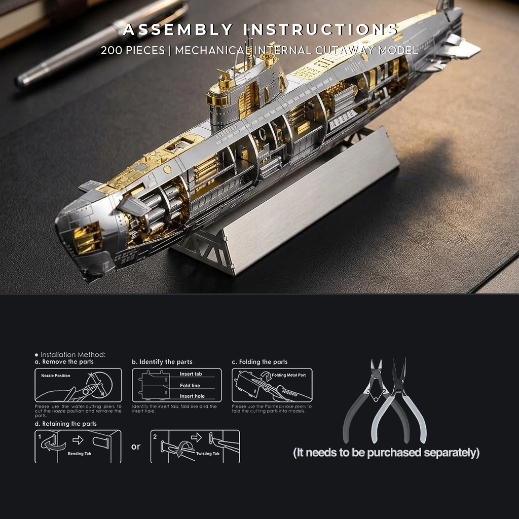 Apex Nautilus Submarine | Premium 3D Stainless Steel Vessel Model - Assembly View
