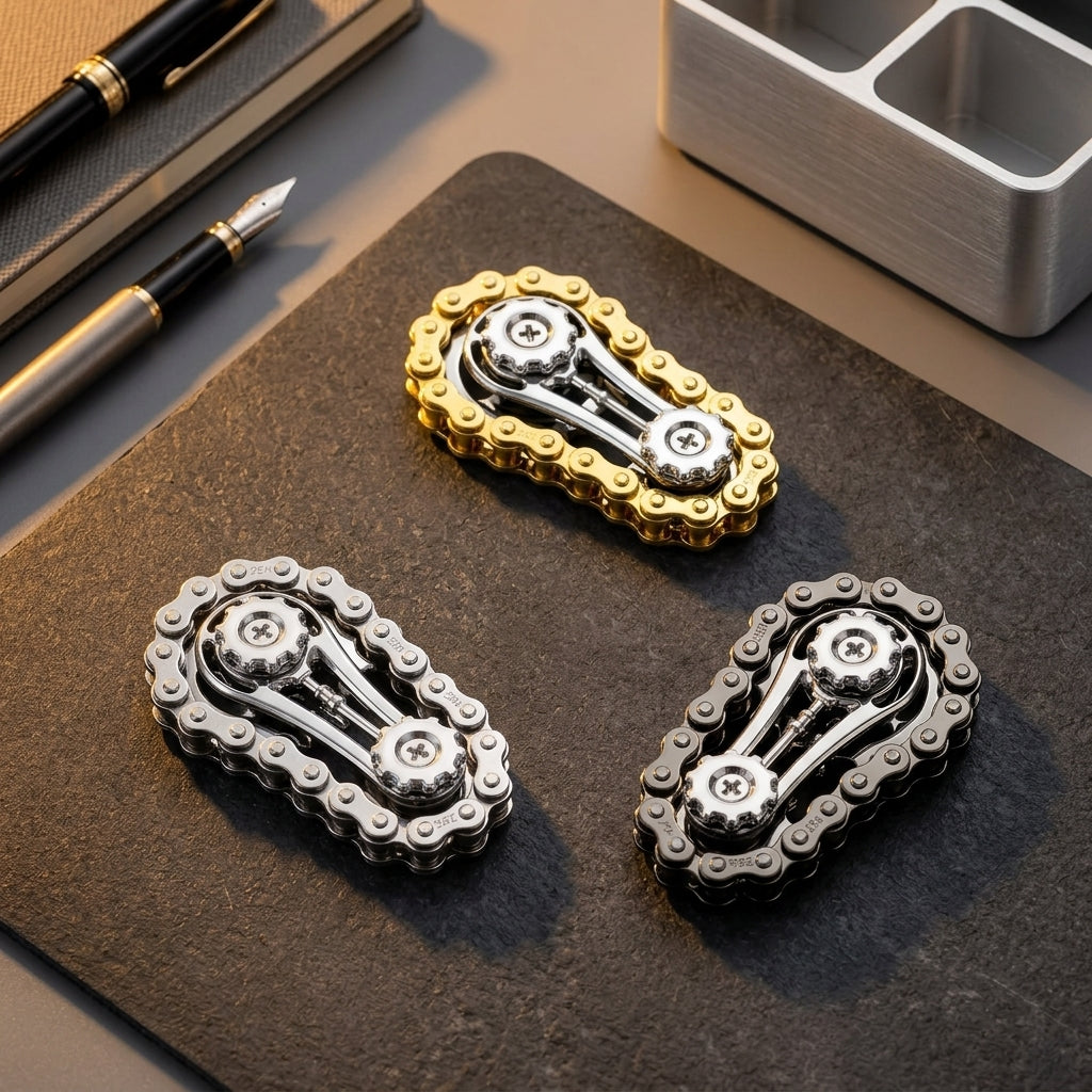 Apex Gear Orbit | Premium CNC Chain Link Fidget Sculpture - Hero View