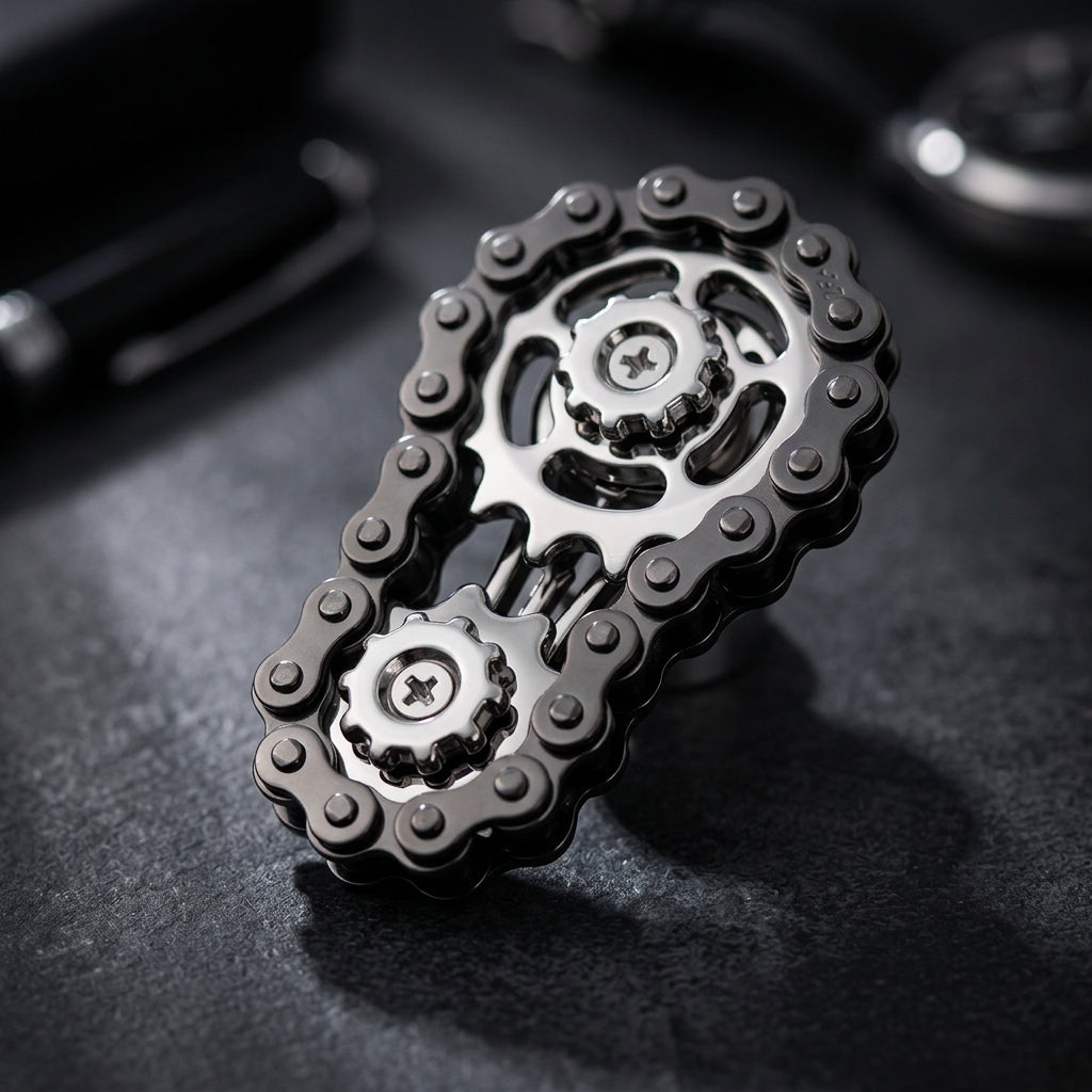 Apex Gear Orbit | Premium CNC Chain Link Fidget Sculpture - Lifestyle View