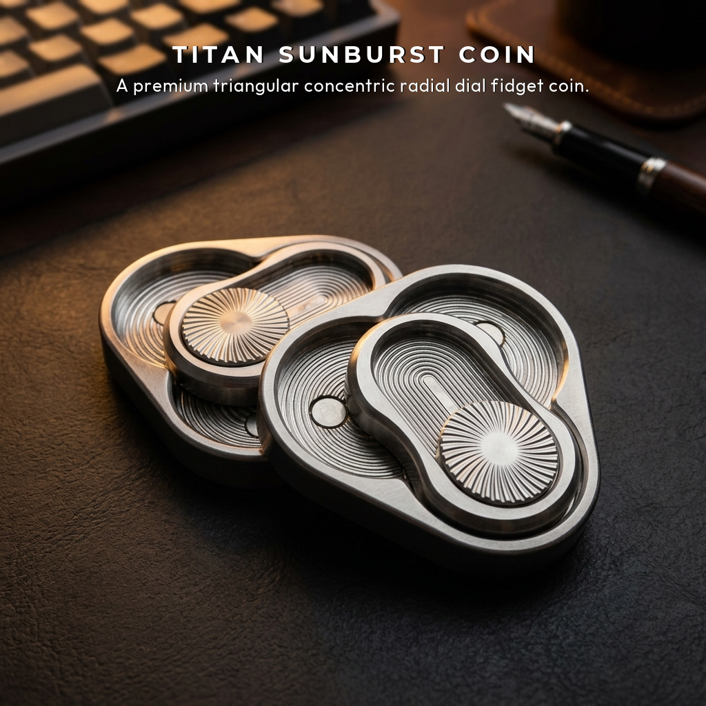 Titan Sunburst Haptic Coin | Premium Concentric Radial Dial Coin - Copy View