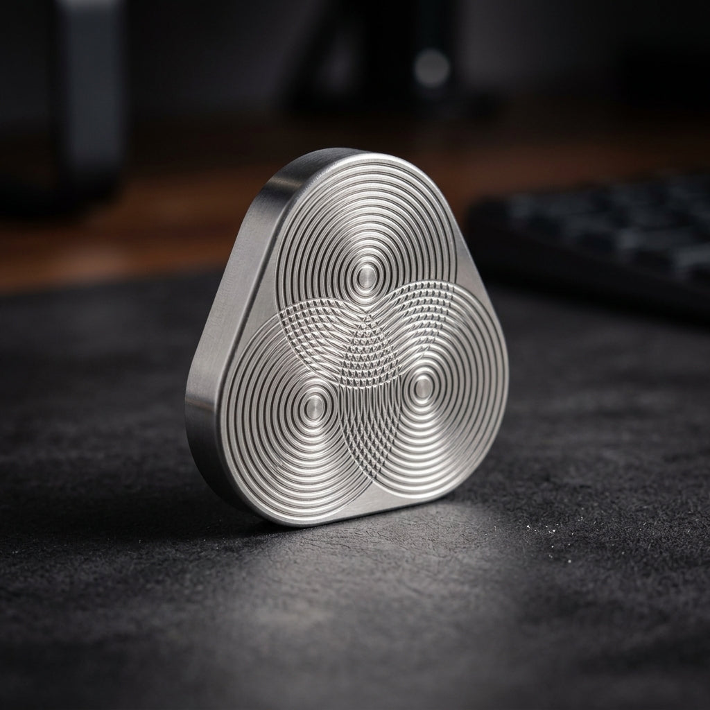 Titan Sunburst Haptic Coin | Premium Concentric Radial Dial Coin - Lifestyle View