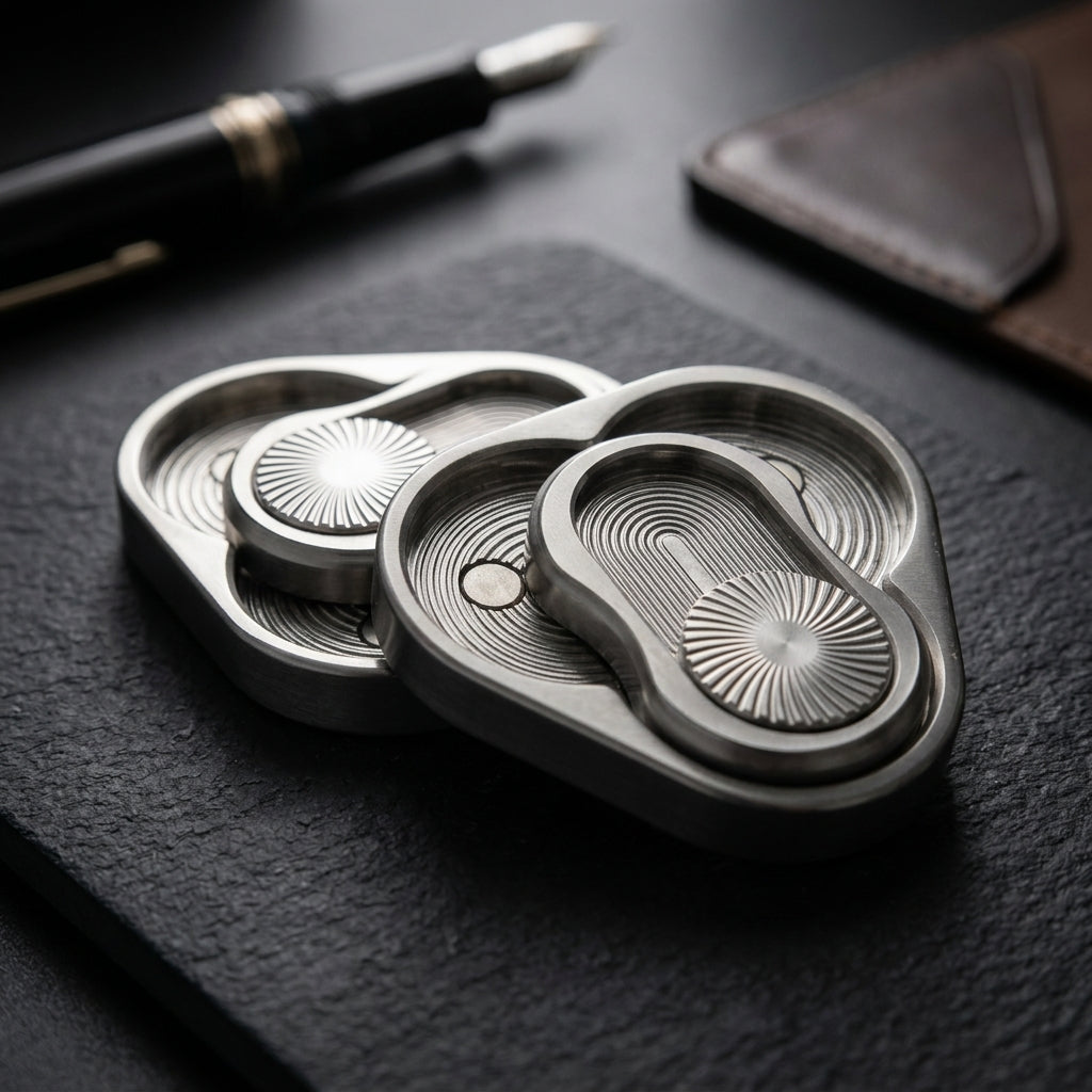Titan Sunburst Haptic Coin | Premium Concentric Radial Dial Coin - Lifestyle View